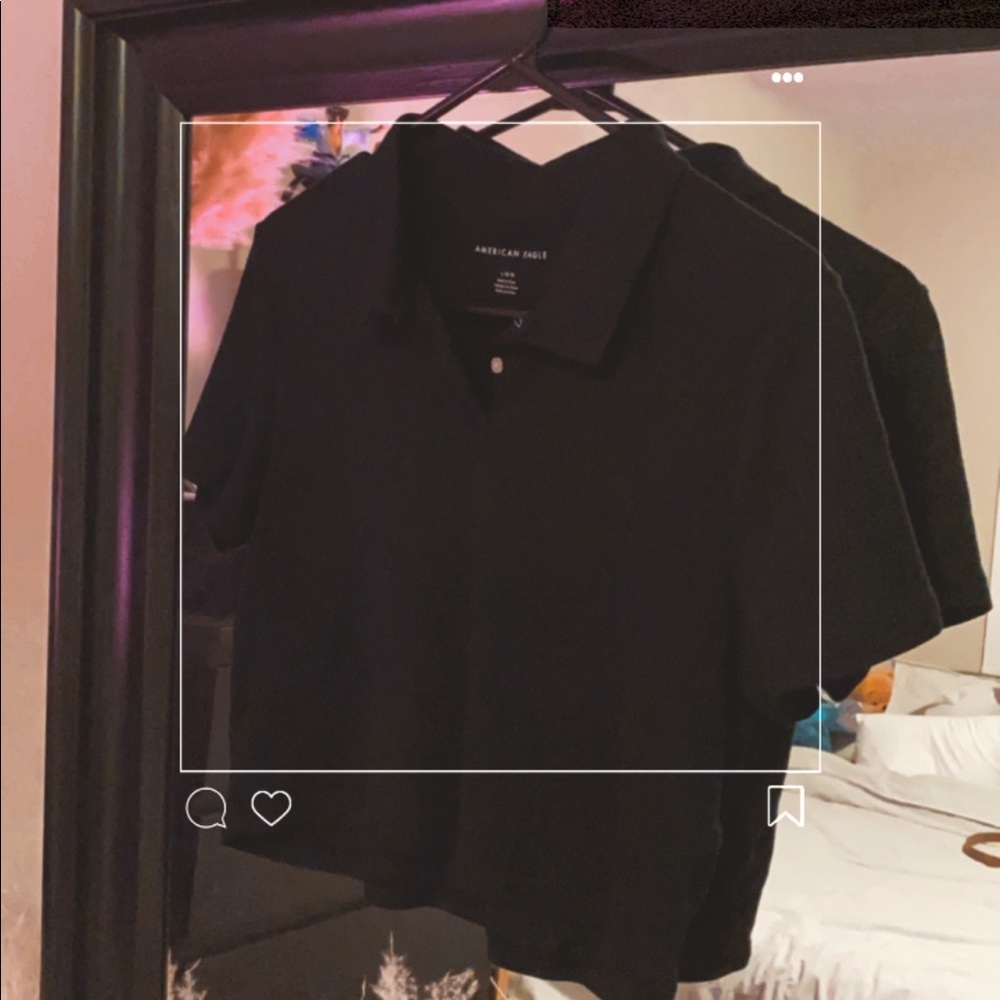 American Eagle cropped black polo